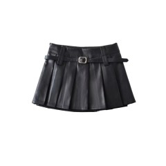 Low Waisted Pleated Short Skirt
