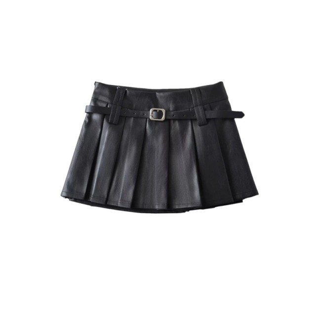 Low Waisted Pleated Short Skirt