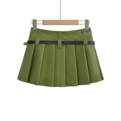 Low Waisted Pleated Short Skirt