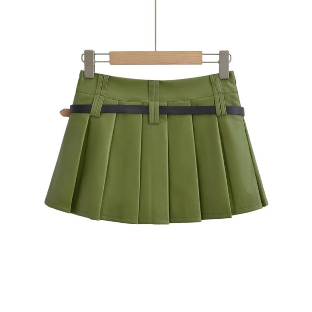 Low Waisted Pleated Short Skirt