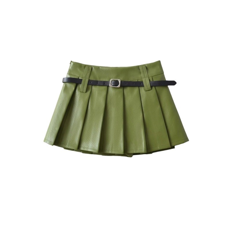 Low Waisted Pleated Short Skirt