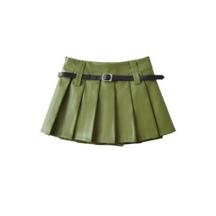 Low Waisted Pleated Short Skirt