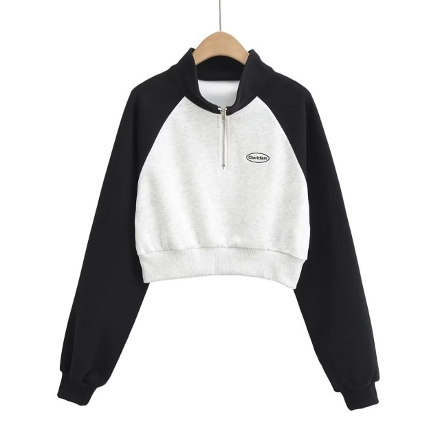 Spliced Half Zip Top