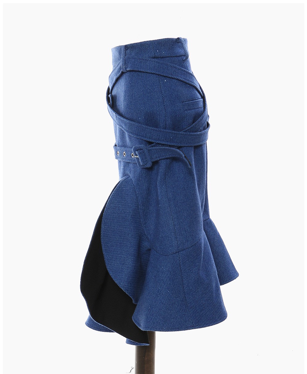 Wool Ruffle Hem Skirt