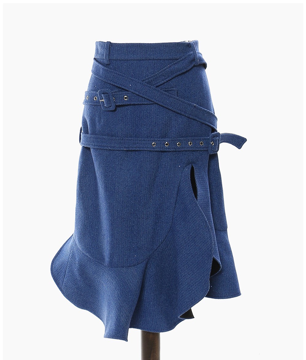 Wool Ruffle Hem Skirt