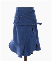 Wool Ruffle Hem Skirt