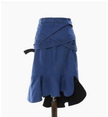 Wool Ruffle Hem Skirt