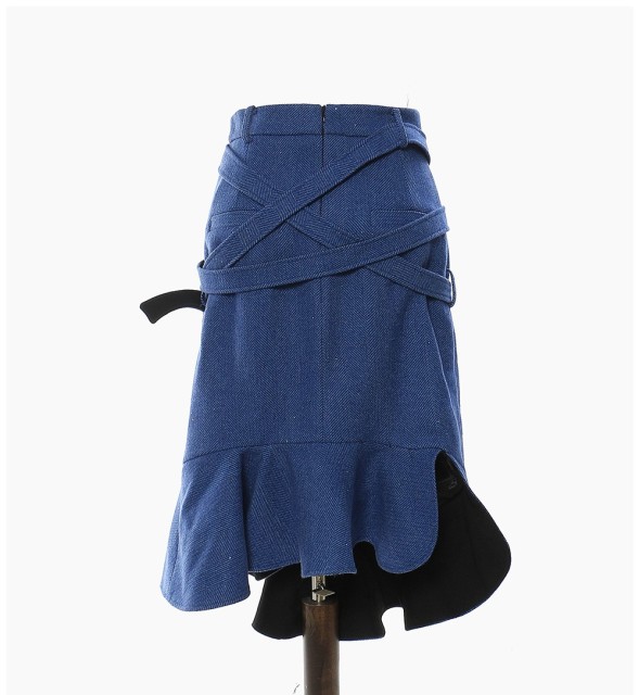 Wool Ruffle Hem Skirt