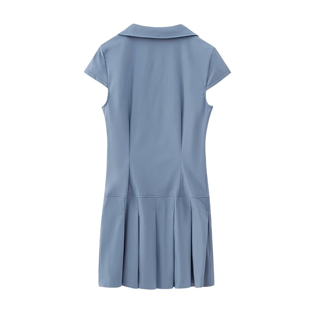 Wide Pleated Shirt Style Dress