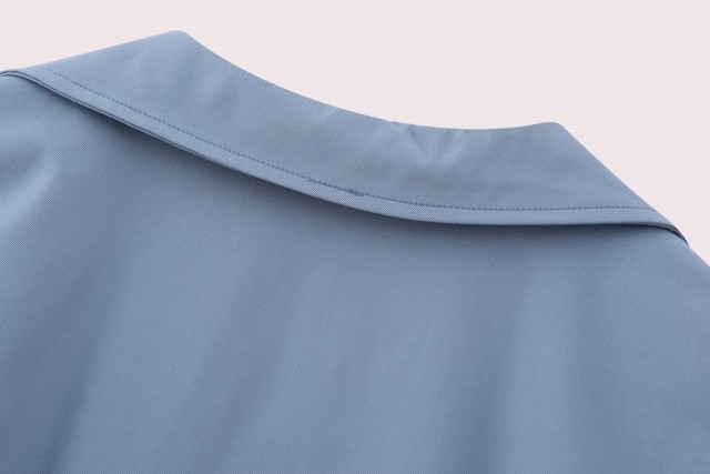 Wide Pleated Shirt Style Dress