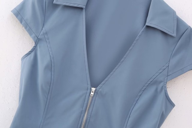 Wide Pleated Shirt Style Dress