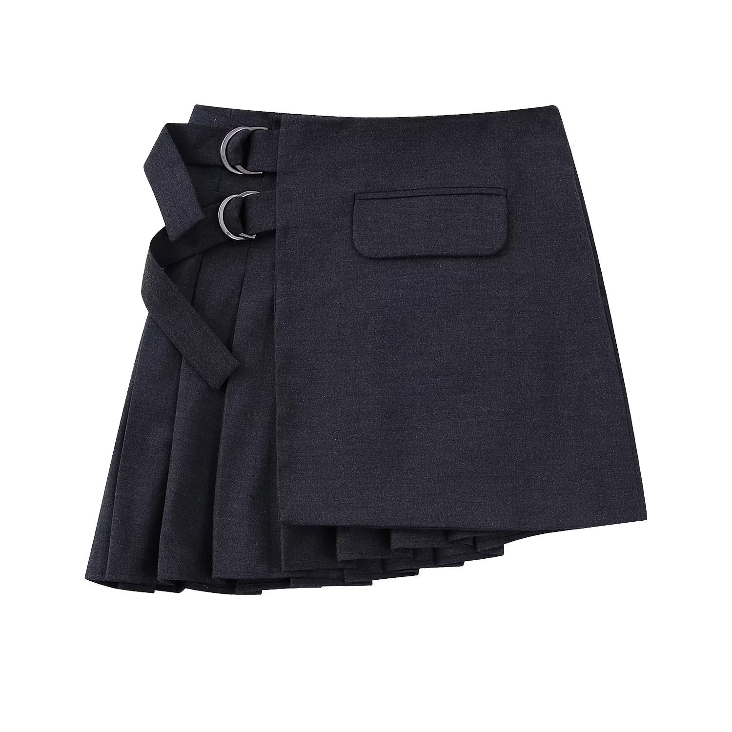 Wide Pleated Mini Skirt