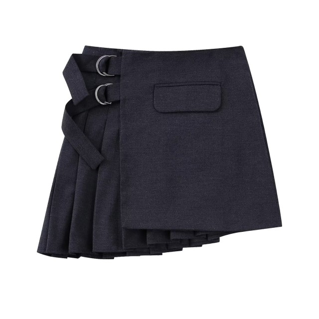 Wide Pleated Mini Skirt