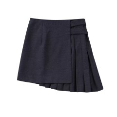 Wide Pleated Mini Skirt