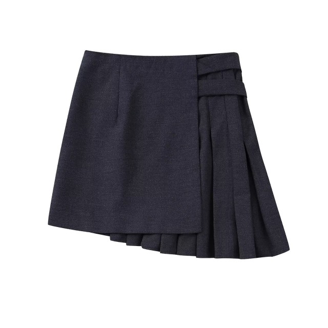 Wide Pleated Mini Skirt