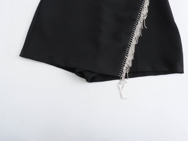 Beaded Fringed Skirt Pants