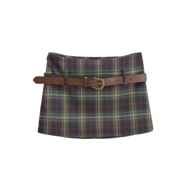 Checkered Contrasting Short Skirt