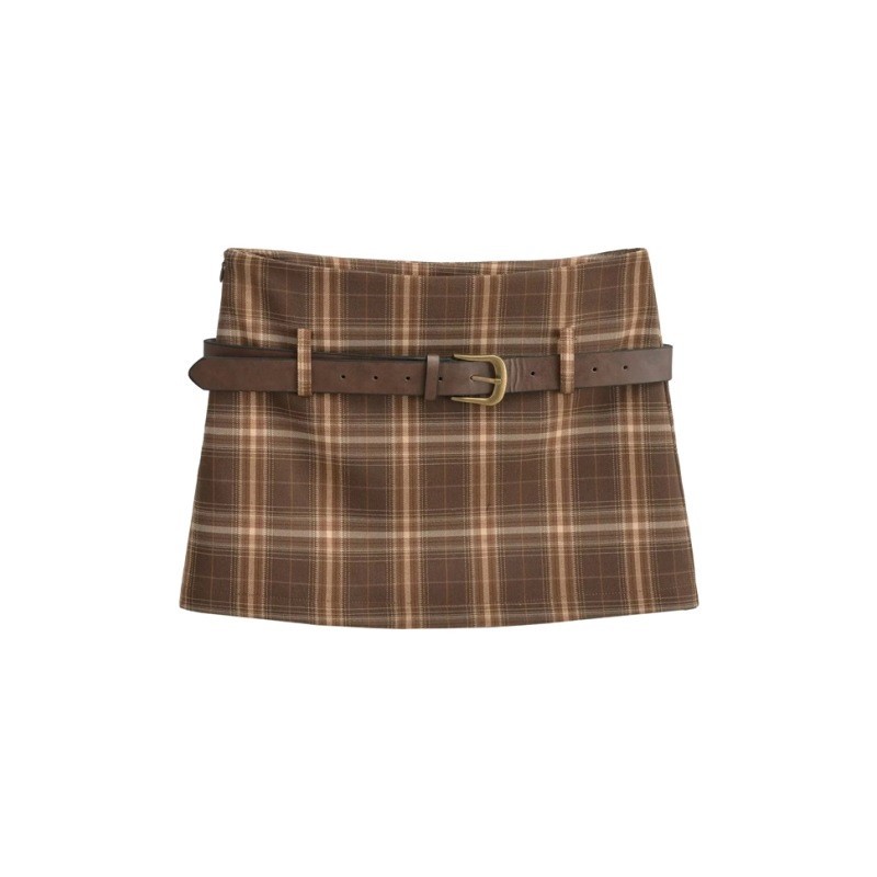 Checkered Contrasting Short Skirt