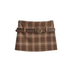 Checkered Contrasting Short Skirt