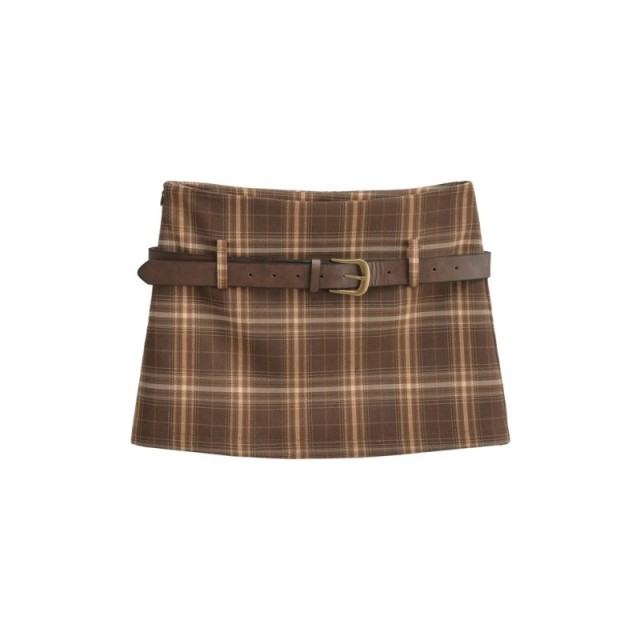 Checkered Contrasting Short Skirt