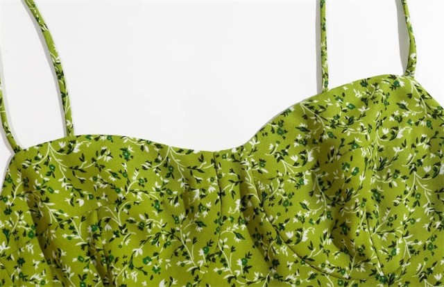 Fragmented Floral Suspender Dress