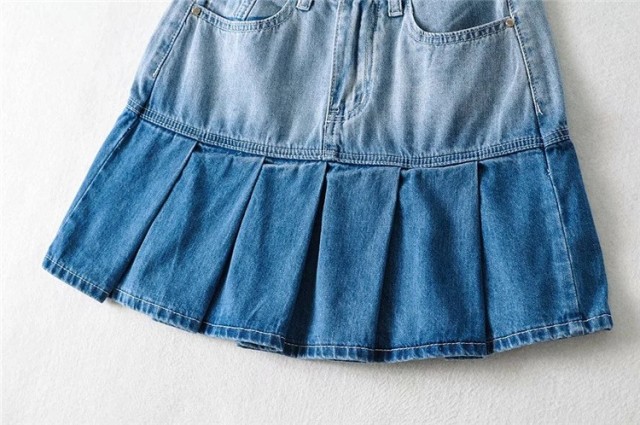 Denim Pleated Skirt