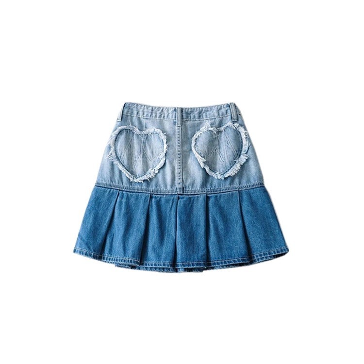 Denim Pleated Skirt