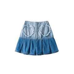 Denim Pleated Skirt