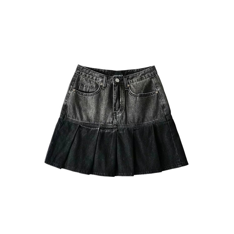 Denim Pleated Skirt
