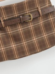 Checkered Contrasting Short Skirt