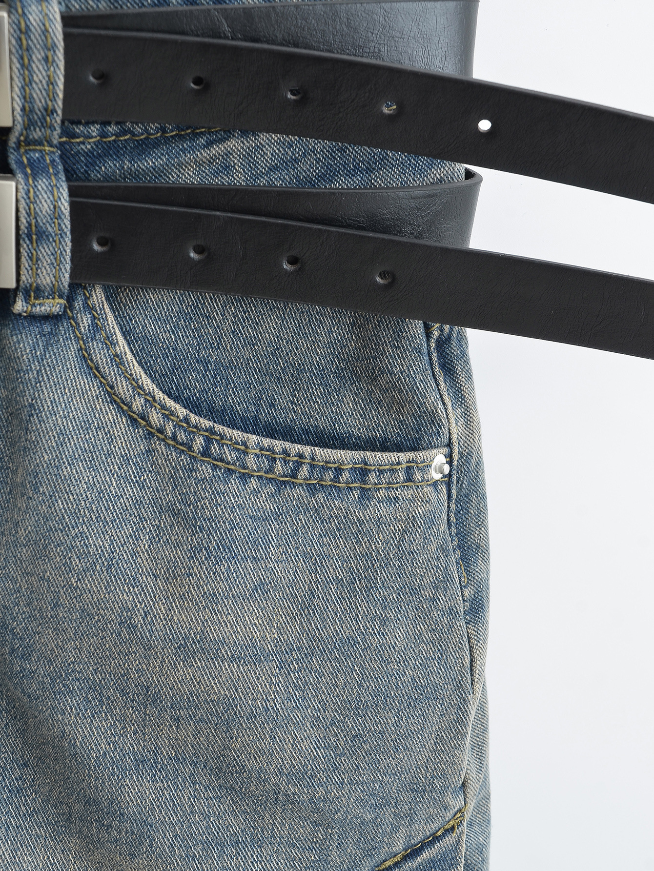 High-waisted denim skirt