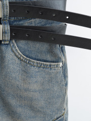 High-waisted denim skirt