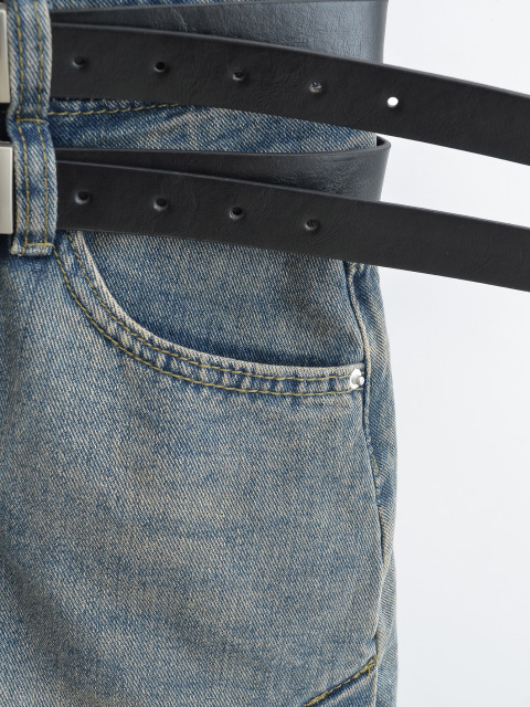High-waisted denim skirt