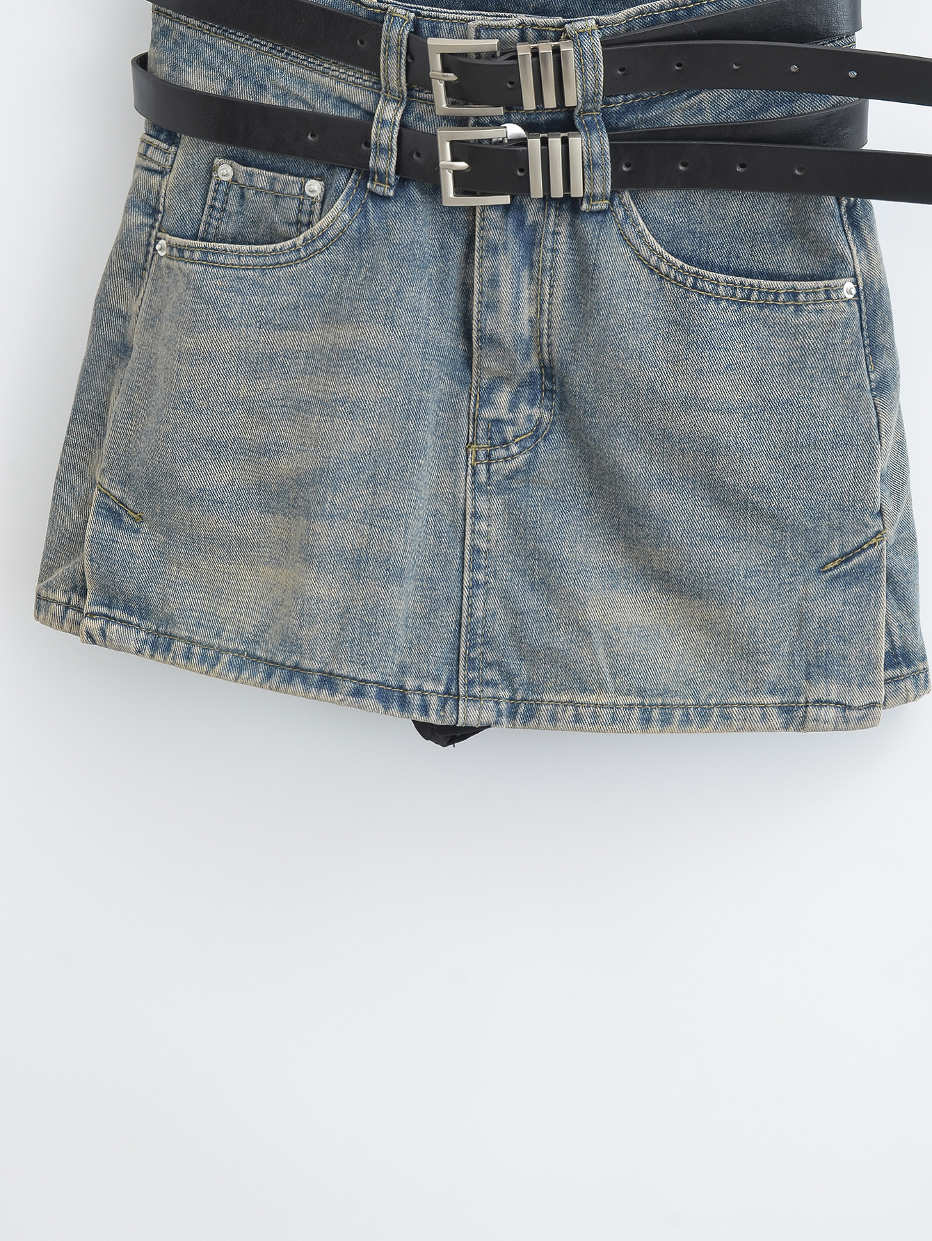 High-waisted denim skirt