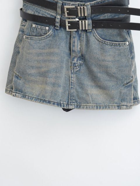 High-waisted denim skirt