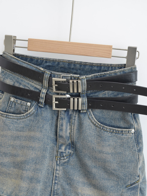 High-waisted denim skirt