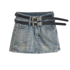 High-waisted denim skirt