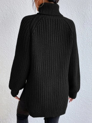 Sweater with turtleneck and slit