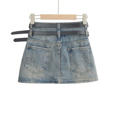 High-waisted denim skirt