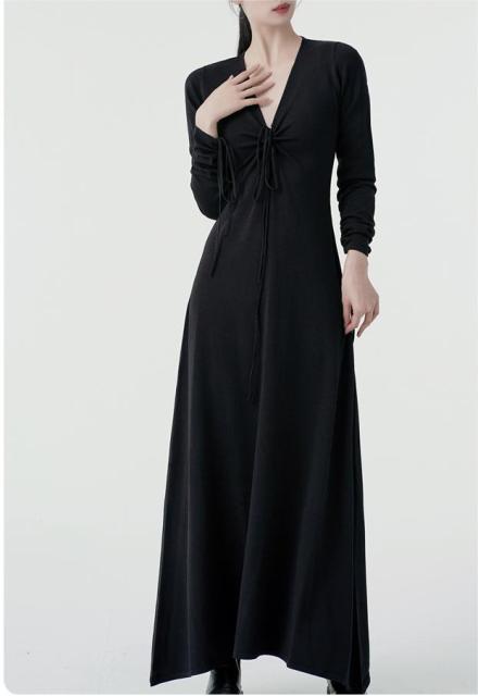 Halter skirt long-sleeved knit dress