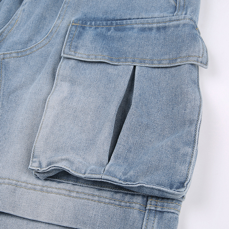 Cargo high-waisted straight-leg jeans