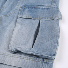 Cargo high-waisted straight-leg jeans