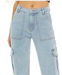 Cargo straight-leg high-waisted jeans