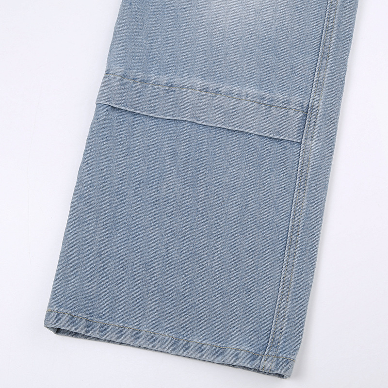 Cargo high-waisted straight-leg jeans