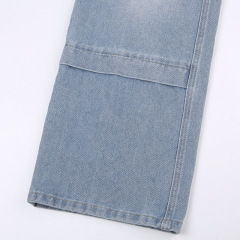 Cargo high-waisted straight-leg jeans