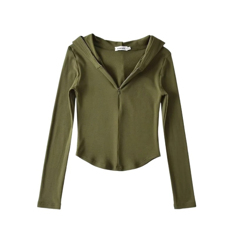 Hooded half zipper and fleece long sleeves