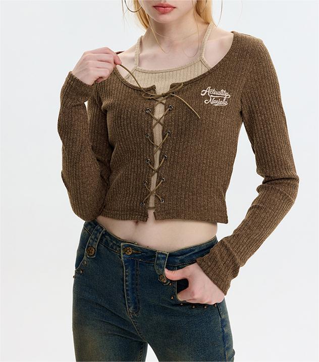 Spice embroidery cardigan with long sleeves