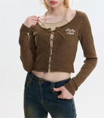 Spice embroidery cardigan with long sleeves