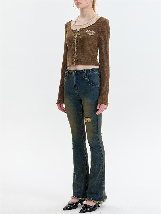 Spice embroidery cardigan with long sleeves