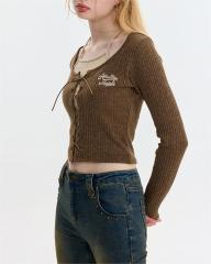 Spice embroidery cardigan with long sleeves